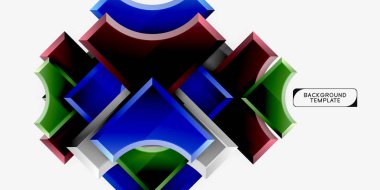 3D futuristik şekiller vektör soyut arka plan ışık efektleri ile parlak parçaları yapılmış