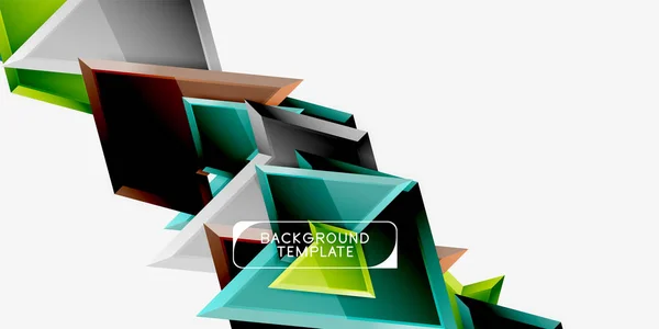 Helle bunte dreieckige Poly-3D-Komposition, abstrakter geometrischer Hintergrund, minimalistisches Design, polygonales futuristisches Poster — Stockvektor