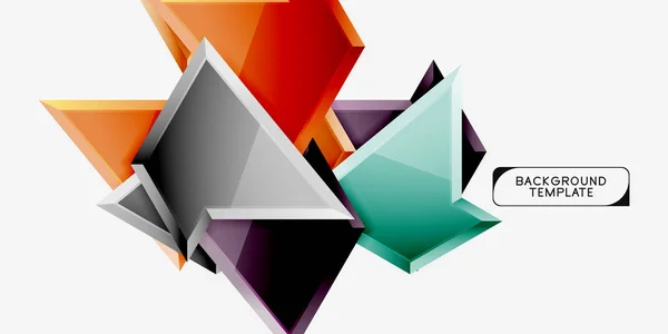 Jasně barevné trojúhelníkové polyprostorové složení, abstraktní geometrické pozadí, minimální design, polygonální futuristický plakát — Stockový vektor