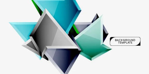 Parlak renkli üçgen Poly 3D kompozisyon, soyut geometrik arka plan, minimal tasarım, çokgen futuristik poster — Stok Vektör