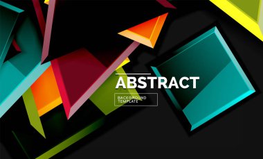 Parlak mozaik geometrik şekiller - kare ve üçgen siyah stil