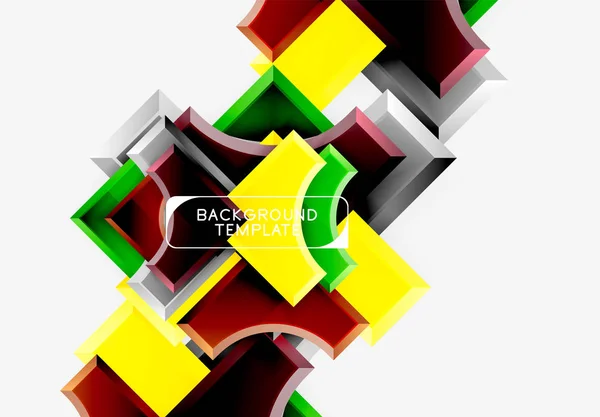 3D futuristische vormen vector abstracte achtergrond gemaakt van glanzende stukjes met lichteffecten — Stockvector
