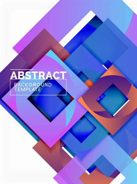 Cuadrados abstractos de fondo, plantilla mínima geométrica — Archivo Imágenes Vectoriales