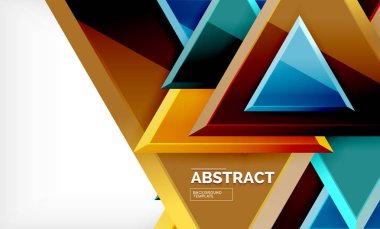 Üçgen repetiton geometrik arka plan, çok renkli parlak üçgen şekiller, yüksek teknoloji poster kapak tasarımı veya web sunum şablonu kopya alanı ile