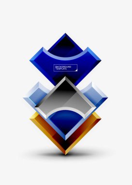 3D futuristik şekiller vektör soyut arka plan ışık efektleri ile parlak parçaları yapılmış