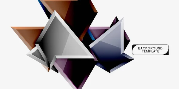 3d 効果抽象的な背景テンプレートを使用した最小限の幾何学三角形 — ストックベクタ