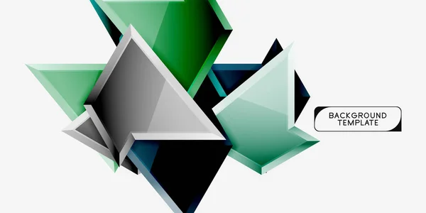 Composição triangular colorida brilhante do poli 3d, fundo geométrico abstrato, projeto mínimo, cartaz futurista poligonal — Vetor de Stock