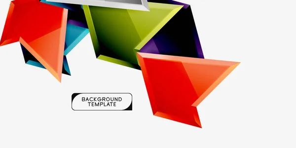 Φωτεινό πολύχρωμο τριγωνικό πολυ 3D σύνθεση, αφηρημένο γεωμετρικό φόντο, ελάχιστο σχεδιασμό, πολυγωνικό φουτουριστικό αφίσα — Διανυσματικό Αρχείο