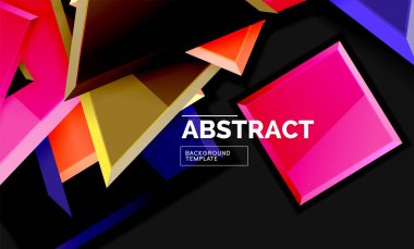 Parlak kare ve üçgen geometrik arka planlar