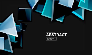 Parlak mozaik geometrik şekiller - kare ve üçgen siyah stil