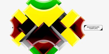 3D futuristik şekiller vektör soyut arka plan ışık efektleri ile parlak parçaları yapılmış