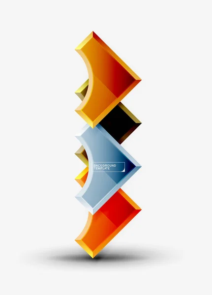 3D futuristische Formen Vektor abstrakten Hintergrund aus glänzenden Stücken mit Lichteffekten — Stockvektor