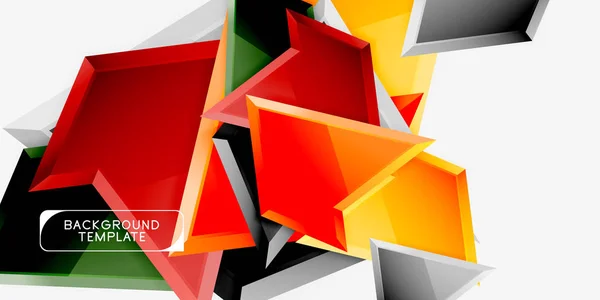 Composição triangular colorida brilhante do poli 3d, fundo geométrico abstrato, projeto mínimo, cartaz futurista poligonal —  Vetores de Stock