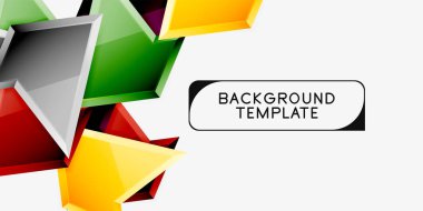 Parlak renkli üçgen Poly 3D kompozisyon, soyut geometrik arka plan, minimal tasarım, çokgen futuristik poster