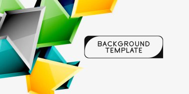 Parlak renkli üçgen Poly 3D kompozisyon, soyut geometrik arka plan, minimal tasarım, çokgen futuristik poster