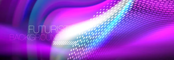 Cores fluidas misturando fundo de onda de néon brilhante, textura holográfica — Vetor de Stock