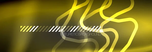Brillantes líneas abstractas de neón, plantilla futurista techno — Vector de stock
