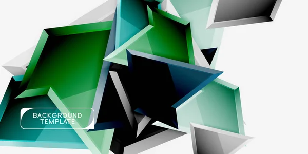 밝은 다채로운 삼각형 폴 리 3d 구성, 추상적인 기하학적 배경, 최소한의 디자인, 다각형 미래의 포스터 — 스톡 벡터