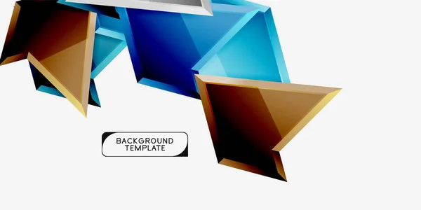 Ljusa färgglada triangulära Poly 3D-komposition, abstrakt geometrisk bakgrund, minimal design, Polygonal futuristisk affisch — Stock vektor