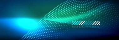 Koyu, parlak hareket, sihirli alan ışık parlayan soyut dalga. Vektör techno arka plan