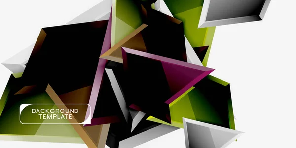 밝은 다채로운 삼각형 폴 리 3d 구성, 추상적인 기하학적 배경, 최소한의 디자인, 다각형 미래의 포스터 — 스톡 벡터