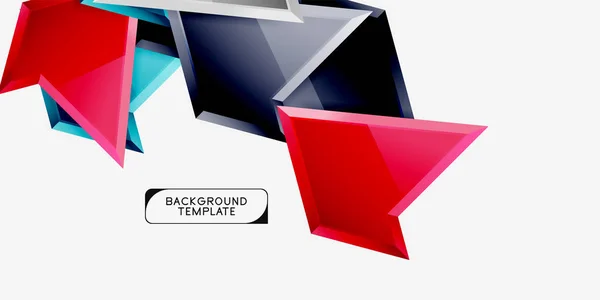 Composition triangulaire lumineuse et colorée en poly 3d, fond géométrique abstrait, design minimal, affiche futuriste polygonale — Image vectorielle