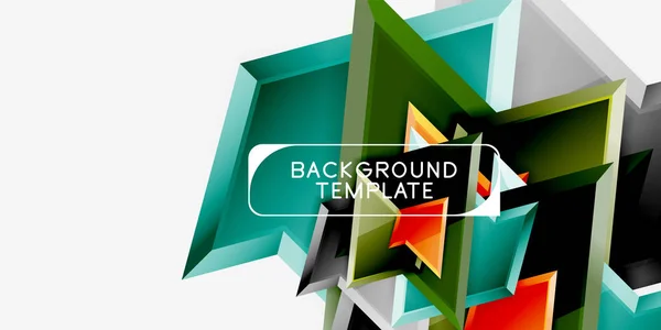 Heldere kleurrijke driehoekige poly 3D samenstelling, abstracte geometrische achtergrond, minimal design, veelhoekige futuristische poster — Stockvector