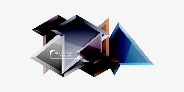 Minimala geometriska trianglar med 3D-effekt abstrakt bakgrund mall — Stock vektor