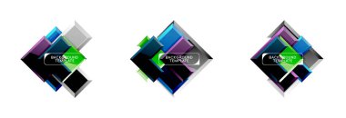 Ok geometrik logo simgeleri, afiş veya arka plan şablonları kümesi