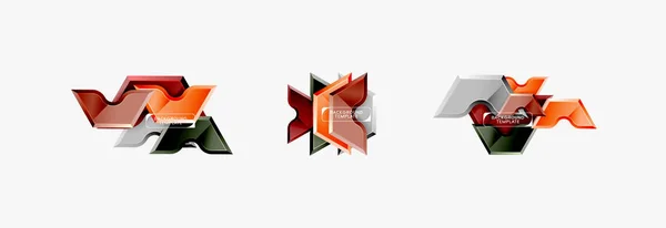 Banner geométrico feito de formas geométricas brilhantes, para fundo ou elemento logotipo abstrato — Vetor de Stock