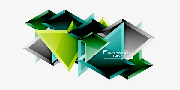 Minimal geometrical triangles with 3d effect abstract background template — Stock Vector