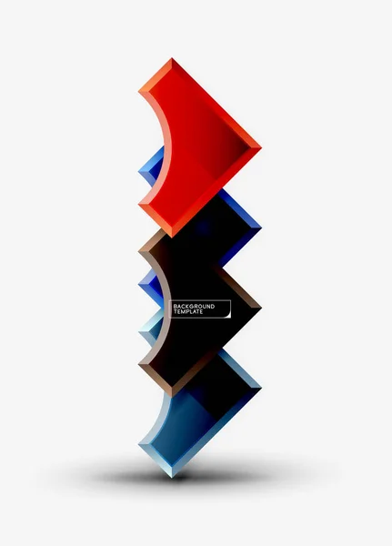 3d formes futuristes vecteur abstrait fond fait de pièces brillantes avec des effets de lumière — Image vectorielle