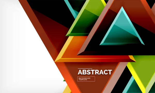 Triangles repetiton geometric abstract background, multicolored glossy triangular shapes, hi-tech poster cover design or web presentation template with copy space — Stock Vector
