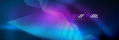 Neon parlayan techno hatları, yüksek teknoloji fütüristik arka plan şablonu çizgilerle