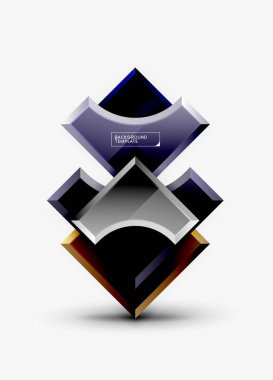 3D futuristik şekiller vektör soyut arka plan ışık efektleri ile parlak parçaları yapılmış