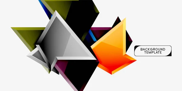 Colorido brillante composición triangular poli 3d, fondo geométrico abstracto, diseño minimalista, póster futurista poligonal — Vector de stock