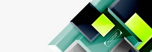 Design geometrico quadrati banner astratto, effetti lucidi lucidi — Vettoriale Stock