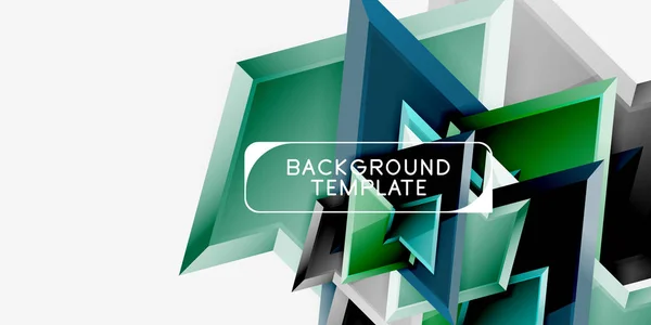 Heldere kleurrijke driehoekige poly 3D samenstelling, abstracte geometrische achtergrond, minimal design, veelhoekige futuristische poster — Stockvector
