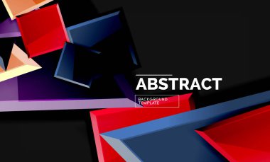 Parlak mozaik geometrik şekiller - kare ve üçgen siyah stil