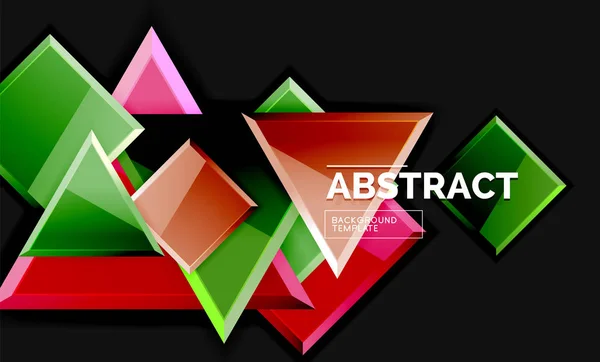 Glanzende vierkanten en driehoeken geometrische achtergronden — Stockvector
