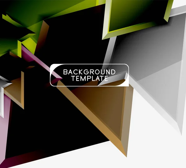 Ljusa färgglada triangulära Poly 3D-komposition, abstrakt geometrisk bakgrund, minimal design, Polygonal futuristisk affisch — Stock vektor