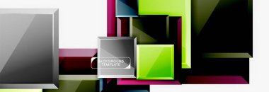 Geometrik tasarım kareler soyut afiş, parlak parlak efektler