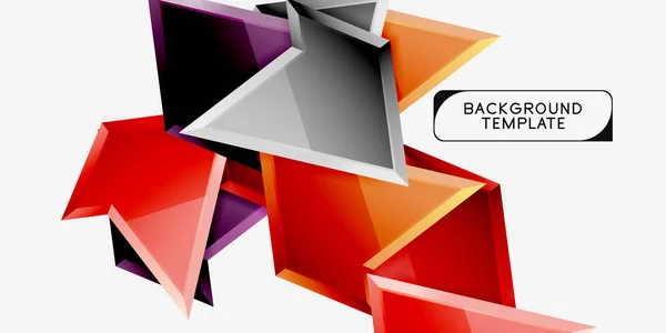 Lyse farverige trekantede poly 3d sammensætning, abstrakt geometrisk baggrund, minimal design, polygonal futuristisk plakat – Stock-vektor