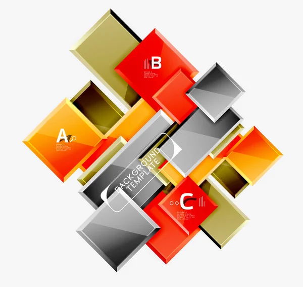 Diseño geométrico cuadrados banner abstracto, brillantes efectos brillantes — Vector de stock