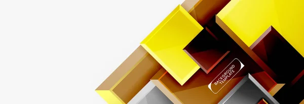 Geometryczny Design kwadraty abstrakcyjny banner, błyszczące błyszczące efekty — Wektor stockowy