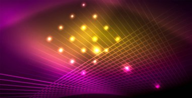 Neon parlayan çizgiler, sihirli enerji uzay ışığı konsepti, soyut arka plan duvar kağıdı tasarımı