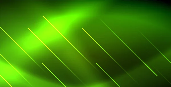 Neon žhoucí vlny, magické energie a lehký pohyb na pozadí — Stockový vektor