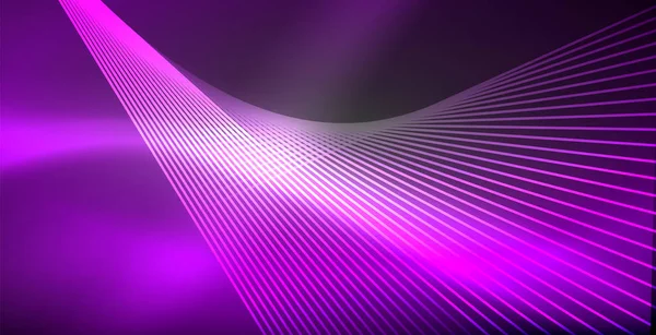ネオン輝く線、魔法のエネルギー空間ライトコンセプト、抽象的な背景壁紙デザイン — ストックベクタ