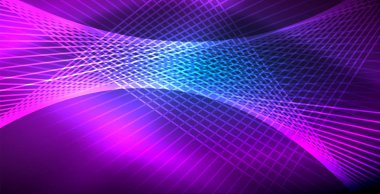 Neon parlayan techno hatları, mavi Hi-Tech futuristik soyut arka plan ışık ile şablon