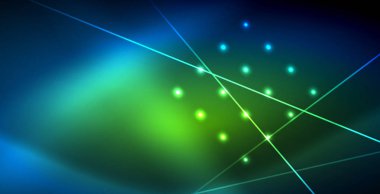 Neon parlayan techno hatları, mavi Hi-Tech futuristik soyut arka plan ışık ile şablon